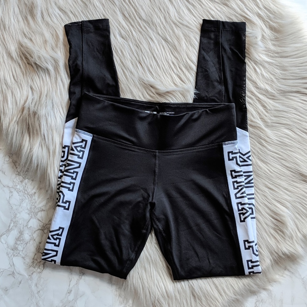  VS PINK Black Logo Stripe Yoga Legging